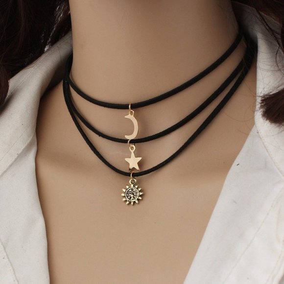 Jewelry - 💎 NEW ❤️ 3 Woman Necklace Sun Star Moon Geometric Drop Circle Bar Jewelry
